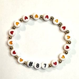#87 Chiefs Super Bowl Bracelet Red Yellow Hearts Beaded Stretchy Friendship